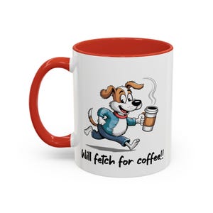 Taza de café con diseño de perro, ideal como regalo para amantes de las mascotas, ideal para mamás de perros, apta para lavavajillas y microondas. Taza con acento de color.