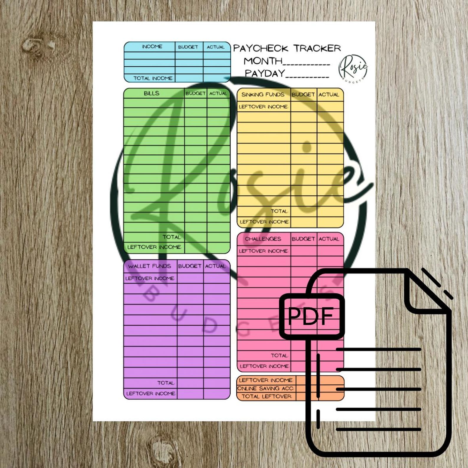 Cheque Tracker Pay Check Tracker *downloadable* / Beginner Budgeting / Cash Stuffing ...