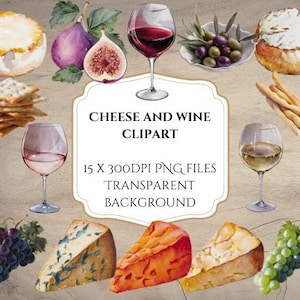 Tabla de quesos y vino, 15 imágenes prediseñadas en formato PNG de alta resolución con fondo transparente. Uso comercial para cualquier diseño.