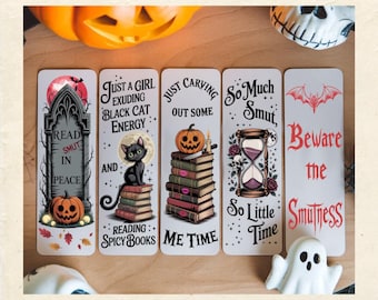 Halloween Smut Bookmark PNG set of 10 high resolution files transparent background and 2 PDF files for A4 and standard US letter size.