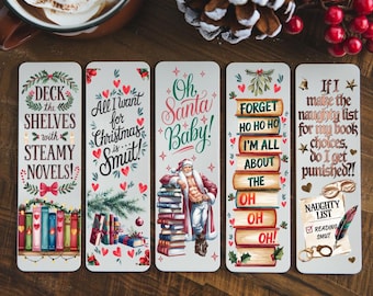 Christmas Smut Bookmarks PNG set of 10 high resolution files transparent background and 2 PDF files for A4 and US letter size printing.
