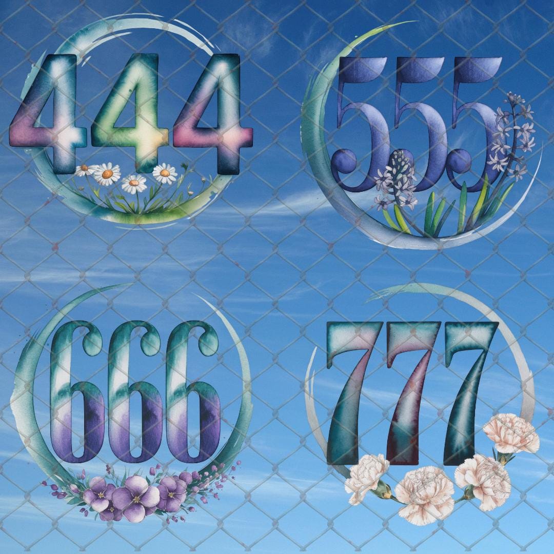 Angel Numbers Clipart Set, 10 High Resolution PNG Files, Transparent ...