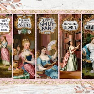 Marque-page Smut PNG Rococo, lot de 10 fichiers haute résolution et 2 fichiers PDF pour impression au format A4 et lettre US standard.