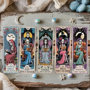 Marque-page Smut PNG Modèles de style tarot, lot de 14 fichiers haute résolution et 2 fichiers PDF pour l'impression au format A4 et lettre US standard.