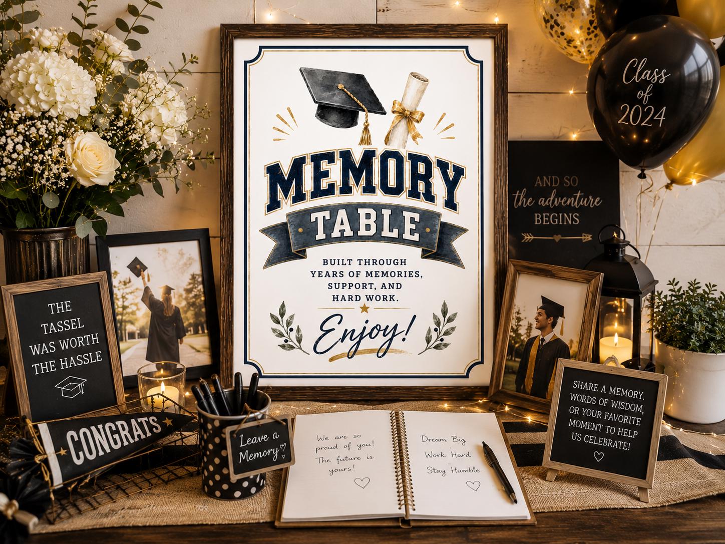 Memory Table Sign Printable Memory Table Printable Sign, Graduation Party Decor, Graduation Memory ...