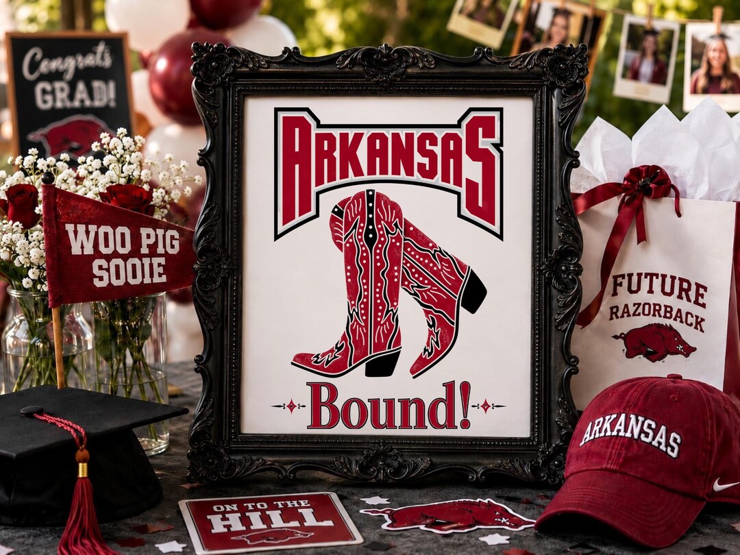 Arkansas Bound Printable Sign, Razorback Graduation Party Decor ...