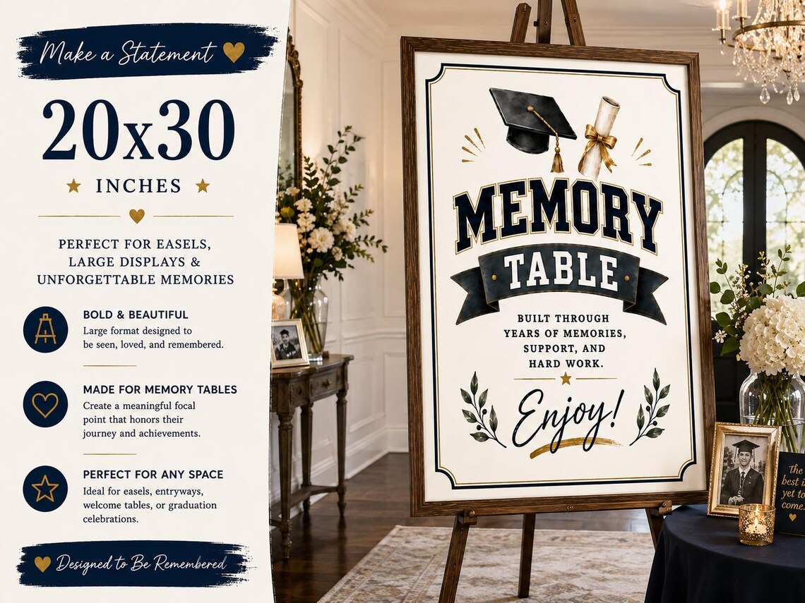 Memory Table Sign Printable Memory Table Printable Sign, Graduation Party Decor, Graduation Memory ...