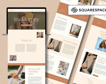 Modello di sito Web per Wellness Coach, modello Squarespace 7.1 arancione, modello Squarespace Premium, modello di sito Web per Holistic Health Coach