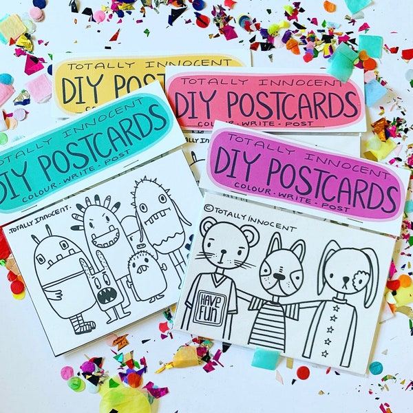 DIY Postcards to send to friends  - Colour, Write and Post  Art and craft