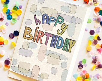 Happy Birthday Card | Handmade | Birthday Greeting Card | Illustrated Card | Illustration | FREE POST