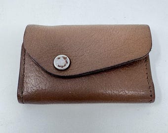 Vintage Braun Rindsleder Tri-Fold 6 Schlüsselhalter Brieftasche Federstahl Haken