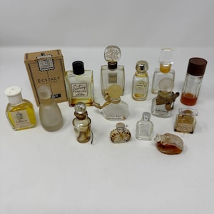 Lot of 11 Vintage Mini Designer Perfume Bottles EMPTY & 3 Used Perfume Cologne