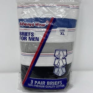 Vintage Always Wear Briefs for Men Size XL NEW Cotton Multi-Color