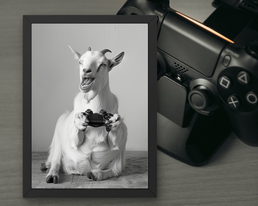 Buy Funny Goat Poster goat With Controller, Digital Download, Gamer ...
