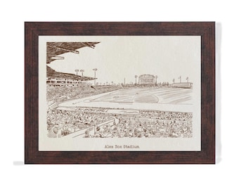 Alex Box Stadium Art Print: College Baseball Hand-Drawn Pen & Ink Illustration