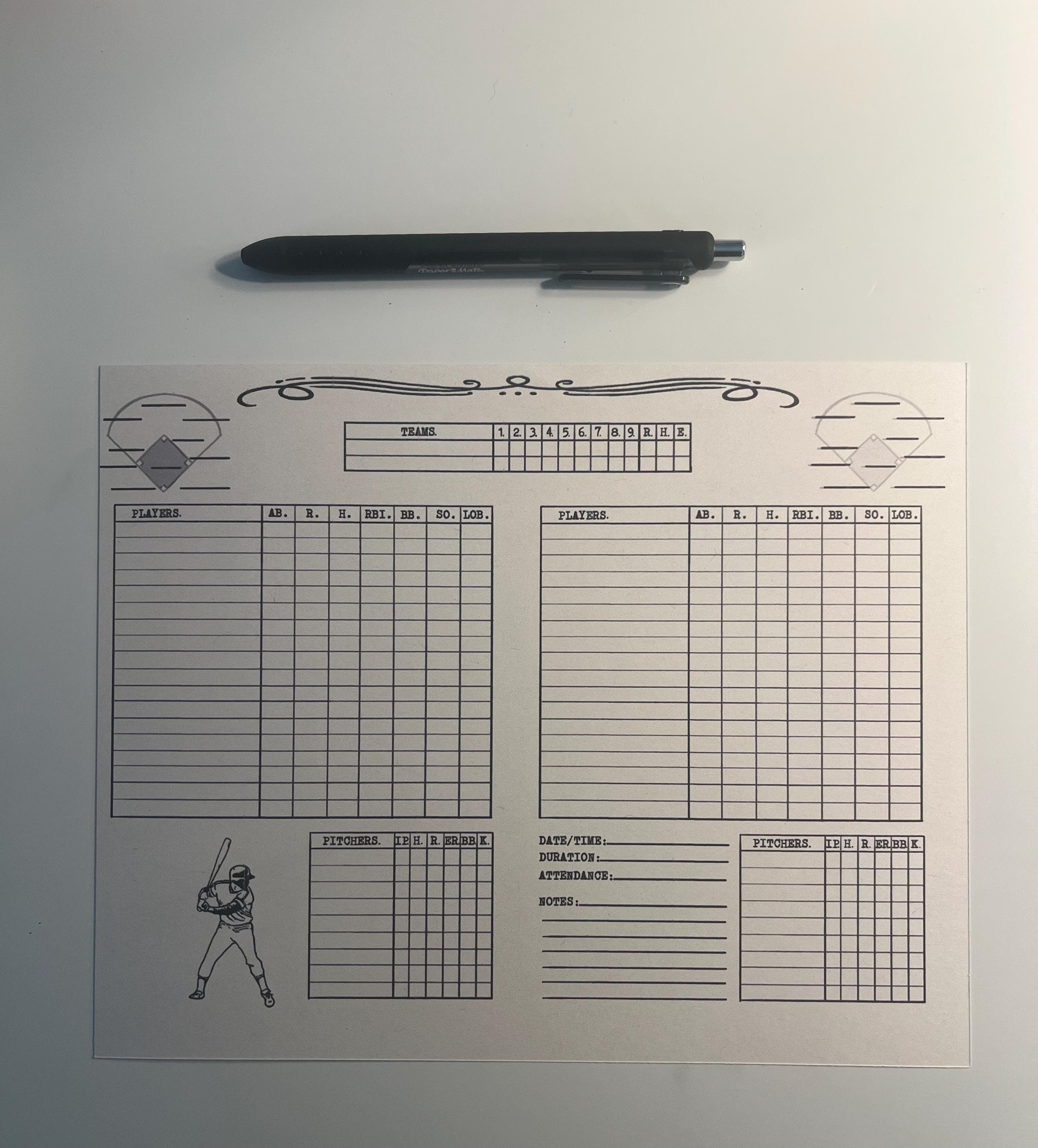 Baseball Box Score Vintage-style Blank Instant Download (digital ...
