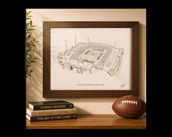 Jerry Richardson Stadium Art Print, Hand Drawn Football Stadium Illustration, Personalized Gift