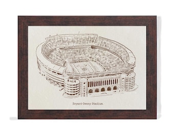 University of Alabama Crimson Tide Bryant-Denny Stadium Art Print: Hand-Drawn Pen & Ink Illustration