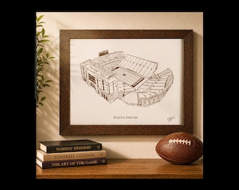 Kinnick Stadium Art Print, Hand Drawn Football Stadium Illustration, Personalized Gift