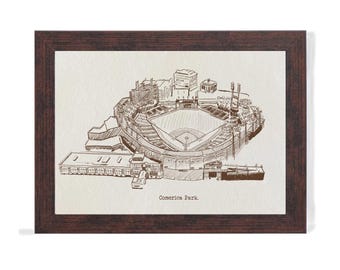 Comerica Park Detroit Tigers Art Print: Hand-Drawn Pen & Ink Illustration