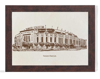 Yankee Stadium Pen & Ink Print: Baseball Fan Gift, Recycled Cotton Paper