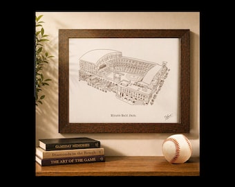 Houston Daikin Park Print, Hand Drawn Baseball Stadium Illustration, Personalized Houston Astros Gift, Custom Sports Fan Art