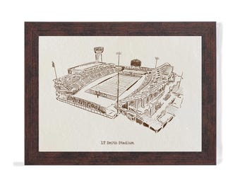 LT Smith Stadium Western Kentuky Art Print: Hand-Drawn Pen & Ink Illustration