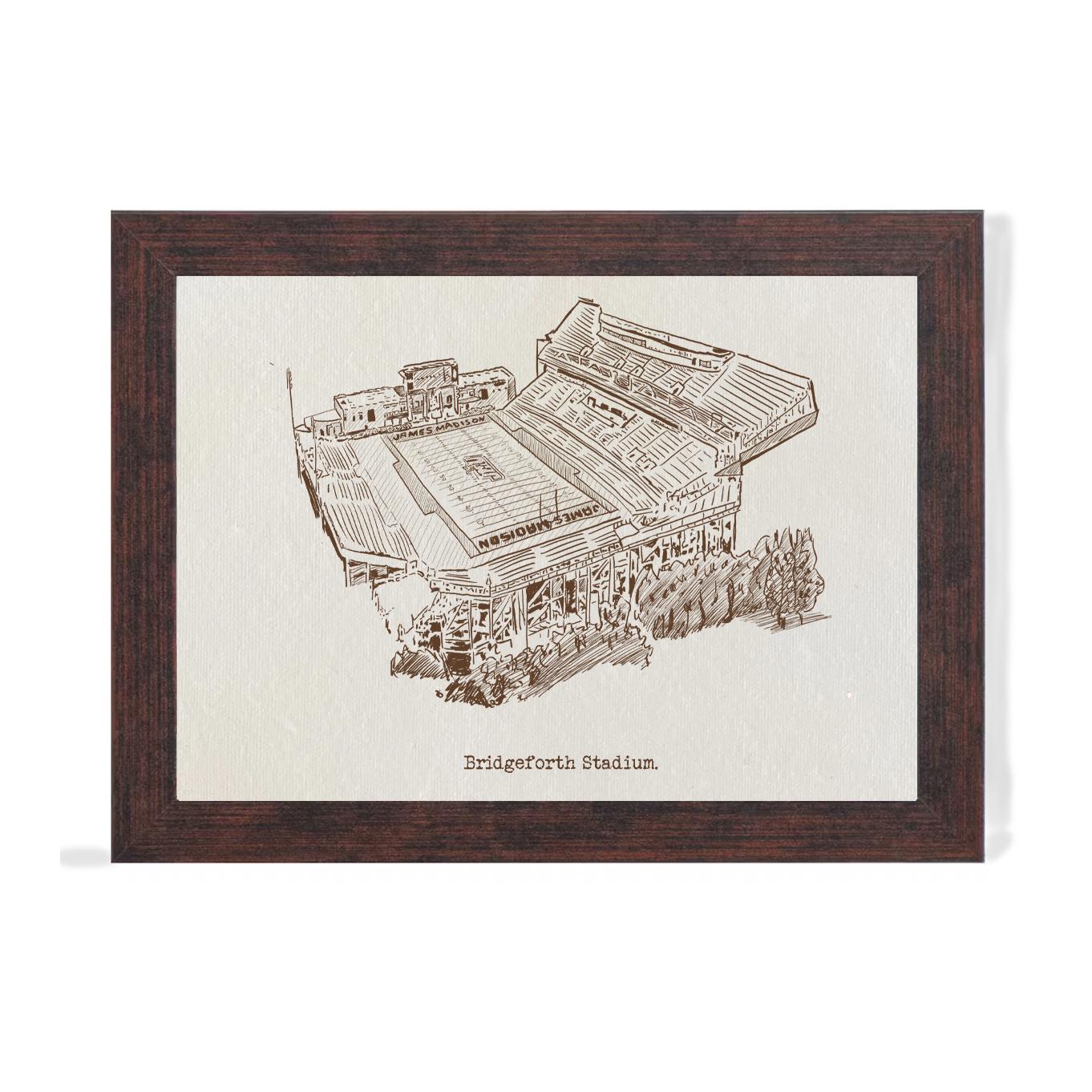 Bridgeforth Stadium James Madison Art Print: Hand-drawn Pen & Ink