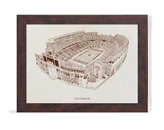 Ohio Stadium Art Print: College Football Hand-Drawn Pen & Ink Illustration