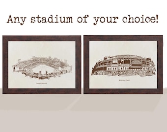 Custom Baseball Stadium Art Print | Personalized Ballpark Illustration | Sports Fan Present