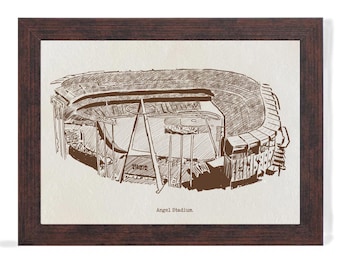 Angel Stadium Art Print: Hand-Drawn Pen & Ink Illustration
