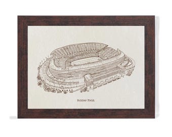 Soldier Field Chicago Bears Art Print: Hand-Drawn Pen & Ink Illustration