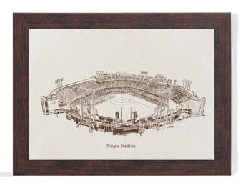 Dodger Stadium Art Print: Hand-Drawn Pen & Ink Illustration