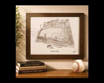 Cincinnati Crosley Field Print, Hand Drawn Baseball Stadium Illustration, Personalized Cincy Reds Gift, Custom Sports Fan Art