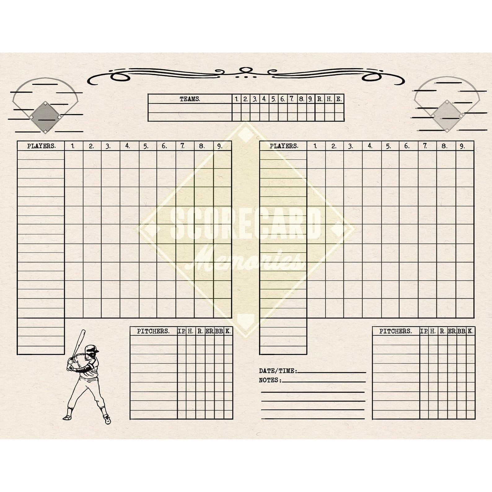Vintage-style Baseball Scorecard for 9 Innings (digital Download) - Etsy