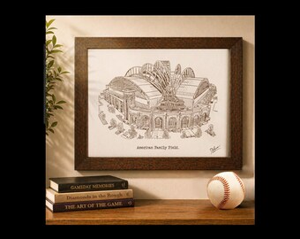 Milwaukee American Family Field Print, Hand Drawn Baseball Stadium Illustration, Personalized Milwaukee Brewers Gift, Custom Sports Fan Art