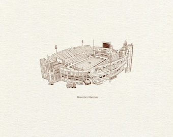 Indiana Hoosiers Memorial Stadium Art Print (Digital Download) : Hand-Drawn Pen & Ink Illustration