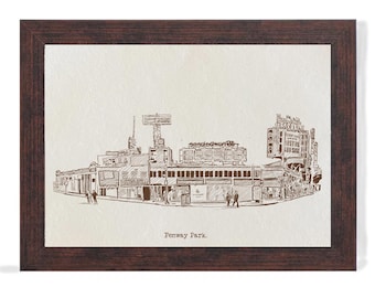 Fenway Park Stadium Print: Pen and Ink Baseball Art on Recycled Cotton