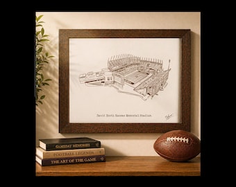 David Booth Kansas Memorial Stadium Art Print, Hand Drawn Football Stadium Illustration, Personalized Gift