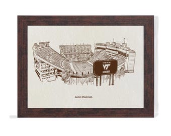 Virginia Tech Lane Stadium Art Print: Hand-Drawn Pen & Ink Illustration