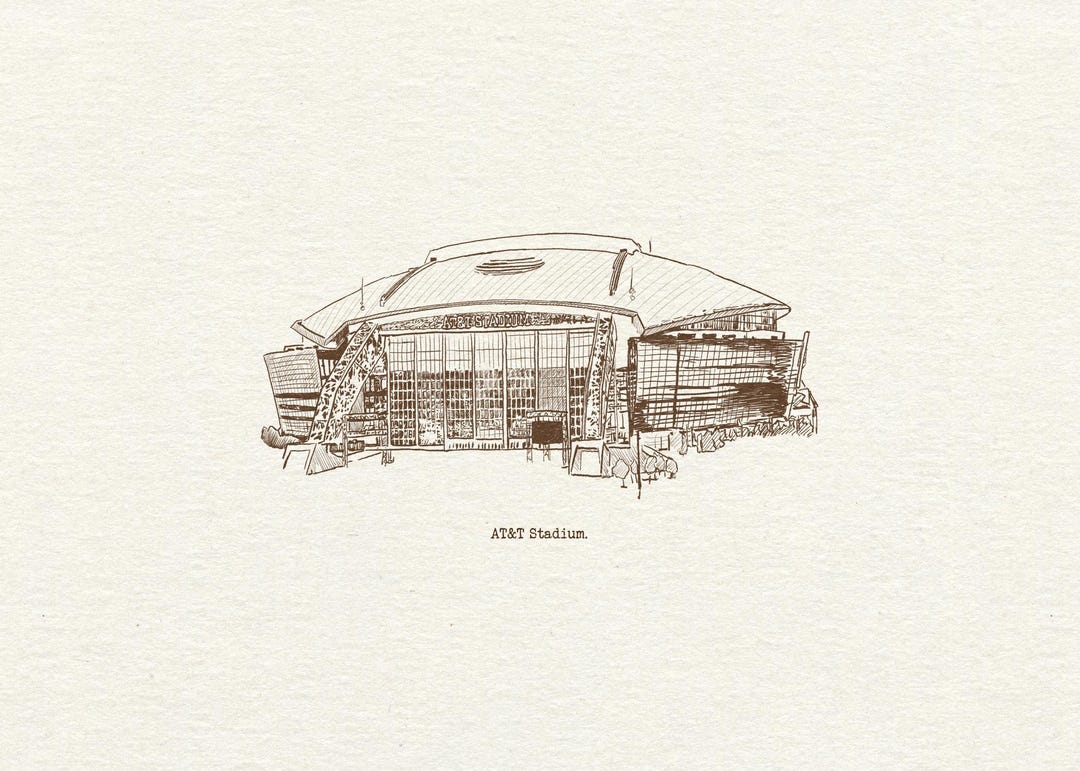 Dallas Cowboys AT&T Stadium Art Print (digital Download) : Hand-drawn ...