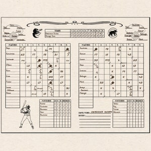 Vintage-Style Baseball Scorecard: Custom Game Stats (Digital Download)