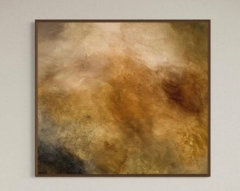 Ouro marrom creme abstrato mídia mista acrílico pintura em tela decoração de parede