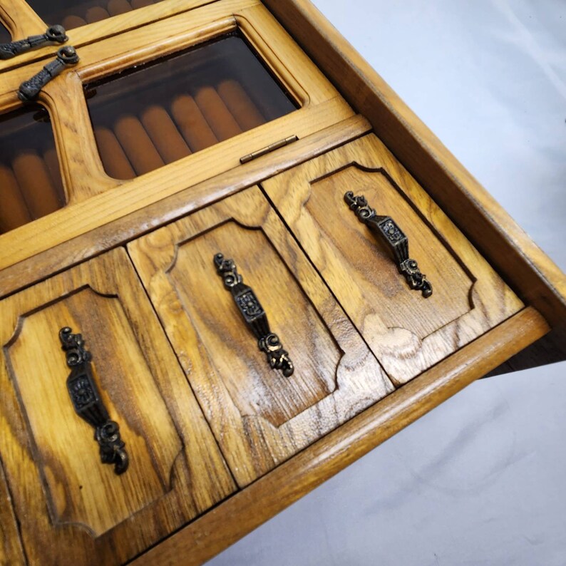 Vintage London Leather Jewelry Box Wood Gold Velvet Drawers Etsy