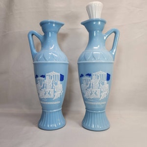 Vintage Jim Beam Grecian Blue Decanters Socrates with Stopper