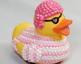 POND PIRATE Rubber Duck Ducks Gift Pink Bedazzled Bling Collectible Gift Rubber Ducks Cruise Ducks Dashboard