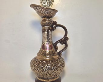 Vintage Jim Beam Jeannie Genie Whiskey Bottle Decanter Ceramic Gold Brown