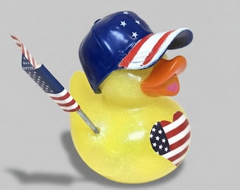 USA American Rubber Duck Flag Gift Patriotic Bedazzled Collectible Cruise