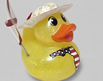 FLORIDA Rubber Duck Flag Gift Bedazzled Collectible Cruise