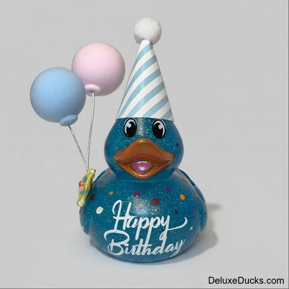 HAPPY BIRTHDAY - Any Number Rubber Duck Gift Bedazzle Unique